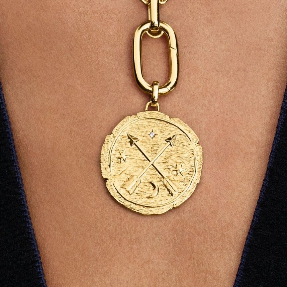 Pandora Crossing Arrows Oversized Medallion Charm - Picture 5 of 5